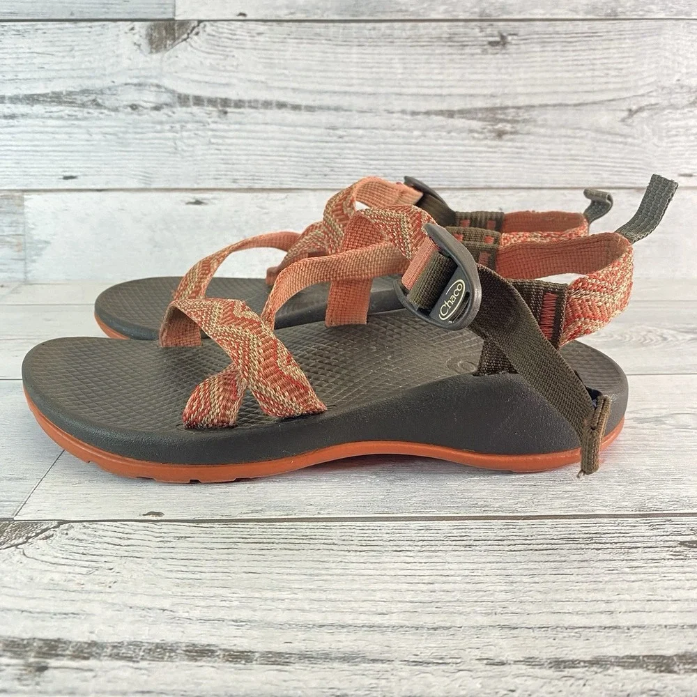 Chaco Sandals Kids 4 Orange Z1 Single Strap Classic Summer Outdoor Hiking Fun